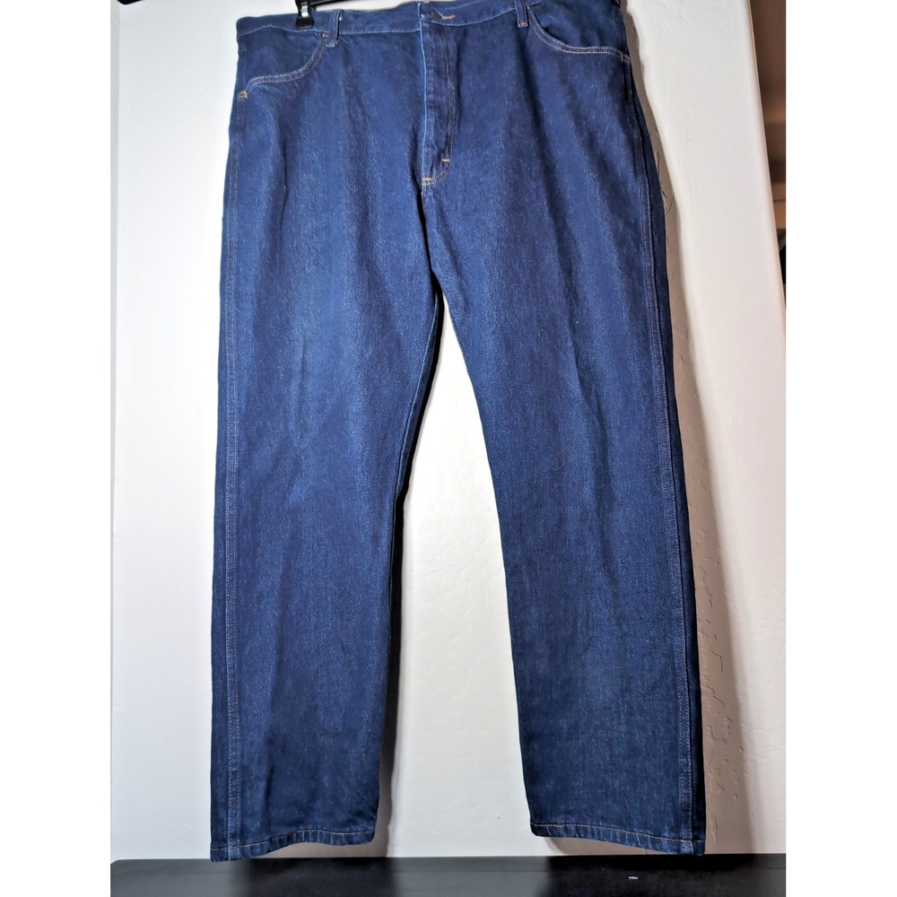 RUSTLER Men's Size 42x30 Blue Jeans 100% Cotton Denim Pants 5 Pockets Zipper Fly